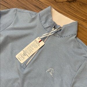 Women’s Rhoback Light Blue Striped Q-Zip NWT